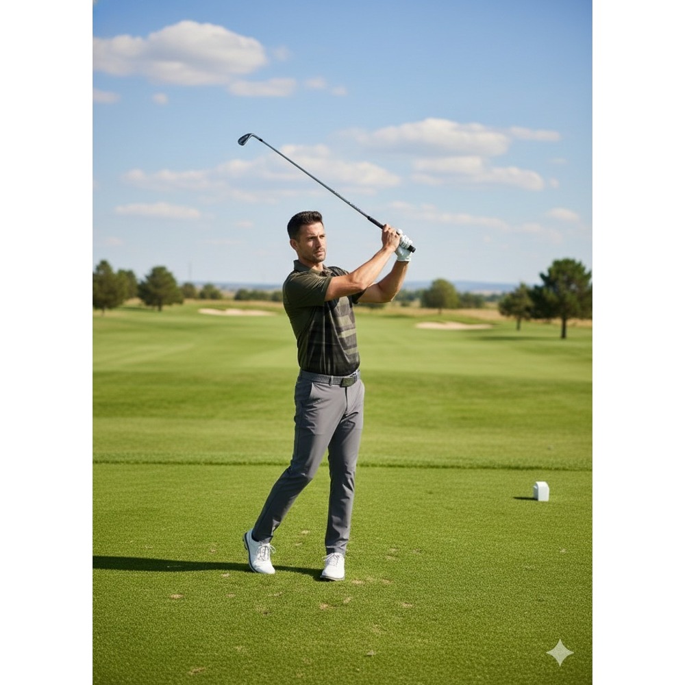 Puma Olive Green Polo L Camo Stripe Performance Golf Shirt
